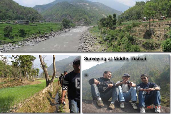 Site surveying in Middle Trishuli during feasibility study Site surveying in Middle Trishuli during feasibility study